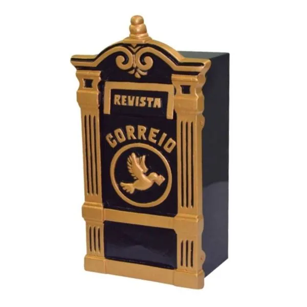 Caixa de Correio Vila Rica para Cartas e Revistas Abertura por Detrás 15x26x47cm Dourado Metalmig Caixa de Correio Vila Rica Cartas e Revistas 15x26x47cm Dourado Metalmig