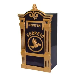 Caixa de Correio para Cartas e Revistas Vila Rica Detras 15x26x47cm Dourado em Alumínio Metalmig Caixa de Correio Vila Rica Detras 15x26x47cm para Cartas e Revistas Dourado Metalmig