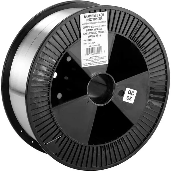 Arame MIG Aço Inox 1,0 mm Carretel com 15 kg ER308LSi VONDER
