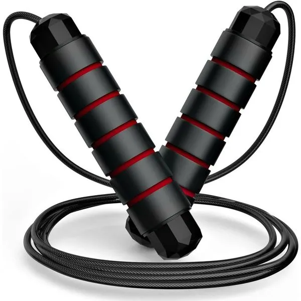 Corda de Pular Profissional Ajustável para Salto Rápido com Rolamentos sem Emaranhados e Manoplas Ergonômicas Vermelho Corda de Pular Ajustável para Treino Funcional com Rolamentos Rápidos e Manoplas Antiderrapantes