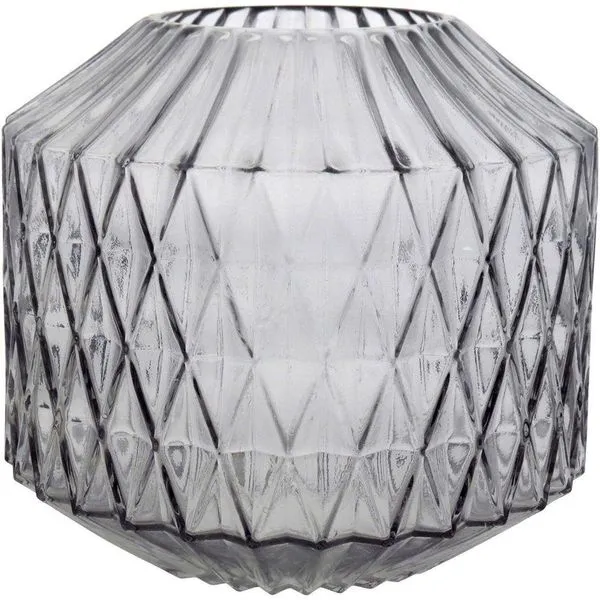 Canoe Vaso 20X22X22Cm Vidro Cinza