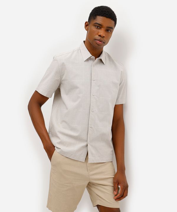 camisa masculina de algodão manga curta texturizada cinza G