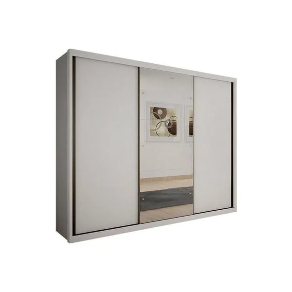 Guarda Roupa Casal 3 Portas Correr c/Espelho Paradizzo/Palazzo Branco N. Horizonte