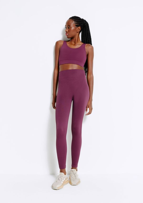 Calça Legging Feminina Canelada Sem Costura - Vinho XP