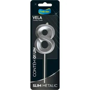 Vela Slim Metallic Nº8 Festcolor Prata (MP)