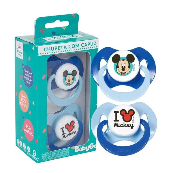 Chupeta Babygo Mickey Ortodôntico Silicone 2 Unidades Tamanho 1 3787