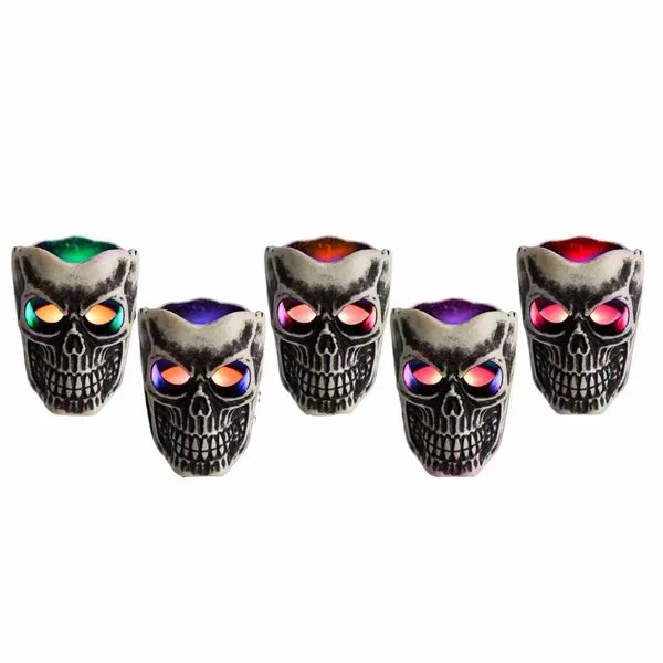 Enfeite Caveira com Luz Halloween Brasilflex Olhos Coloridos
