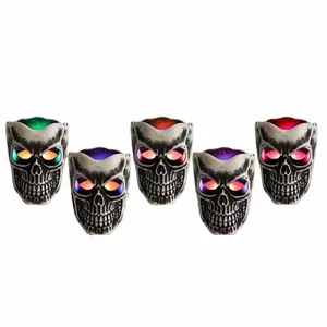 Enfeite Caveira com Luz Halloween Brasilflex Olhos Coloridos
