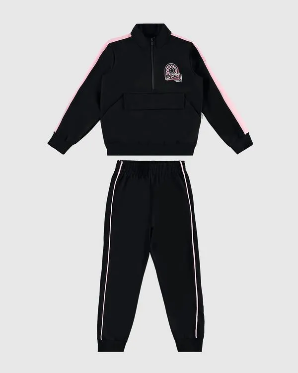 Conjunto Infantil Menina Jaqueta Bolso Lapela Moletom Flanelado Malwee Kids Preto - 4
