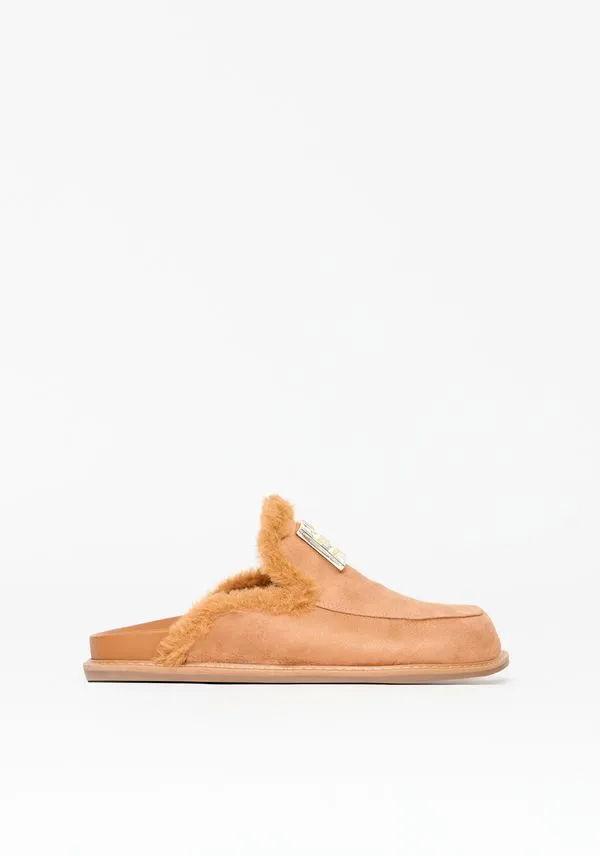 Mule Com Metal E Detalhe Pelos Laranja 35