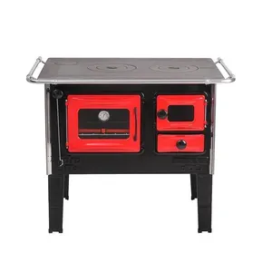 Fogão a Lenha 4 Bocas a Combustão de Madeira Hidro Prime N 2 Chapa Ferro Fundido Vermelho com Forno 40L Fogão A Lenha Lado Esquerdo Prime N 2 Vermelho Hidro