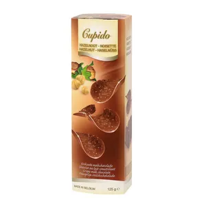 Folhas Crocantes de Chocolate Com Pedaços de Avelã Cupido 125g