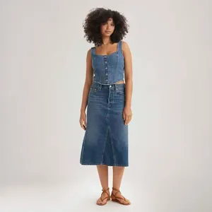 Saia Jeans Levi's® High Rise Aline Decon Lavagem Média - 26 USA | 37 BR