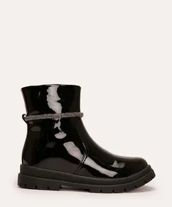 bota infantil cano curto com strass mini sua cia preta 31
