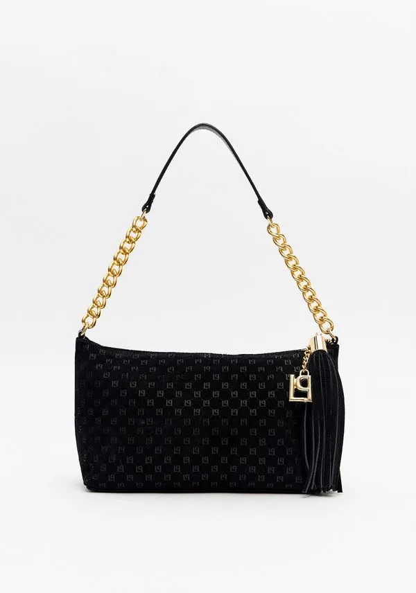 Bolsa Couro Shoulder Com Monograma Preto U