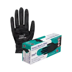 Luva Descartável Volk Nitrílica Sensi Black Slim M 100 Unidades LUVA VOLK NITRILA BLACK SLIM M