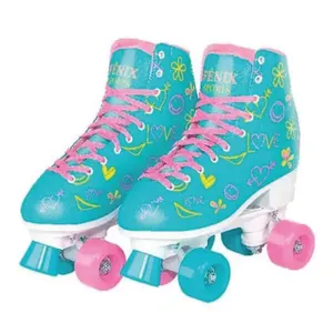 Patins Fenix 4 Rodas Roller Skate Azul Tamanho 31 ao 34 Ajustável Fenix