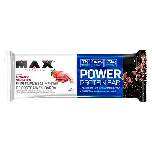 Barra Power Protein Bar Max Titanium Morango Sensation 41g