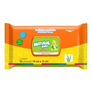 Toalha Umedecida Natural Baby Wipes Mae E Filho Com 50 Unidades