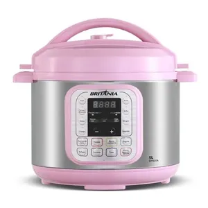 Panela de Pressão Elétrica Digital Britânia BPPE05 5L com 11 Funções Timer Programável Rosa 220V Panela de Pressão Rosa Britânia 5L Digital 11 Funções BPPE05 220V