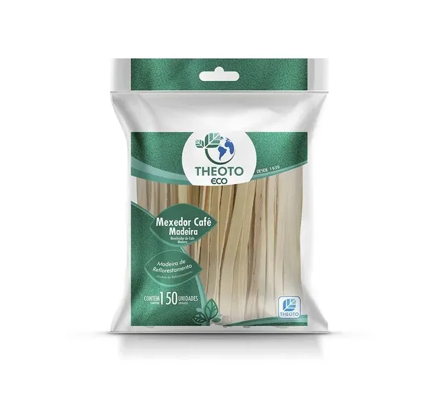 Mexedor Café Biodegradável 9cm comprimento Theoto contendo 150 unidades