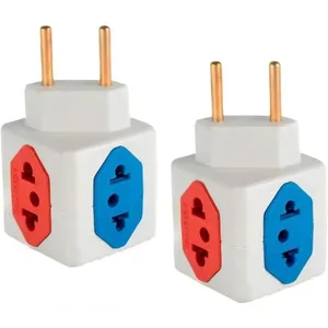 Kit Com 2 Adaptadores Benjamim Cubo 3d Com 3 Entradas De Tomada 10 Amperes E 1 Entrada De Tomada 20 Amperes Cores Sortid