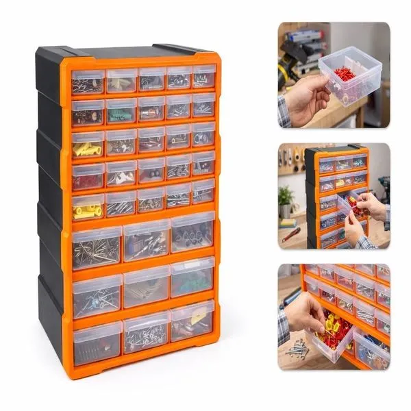 Gaveteiro Organizador Multiuso 39 Gavetas 78 Espaços com Divisórias Laranja Utibom Gaveteiro Organizador Multiuso 39 Gavetas 78 Espaços Laranja Utibom