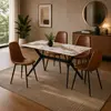 Kit Mesa De Jantar Pandora 140cm com 4 Cadeiras Charles Marrom Caemmun Marrom