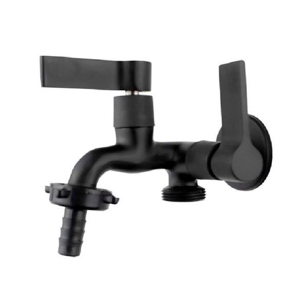 Torneira Tanque/Máquina Parede Bica Longa 2 Saídas Preto Alpha Torneira para Tanque/Jardim Parede Longa 2 Saídas Máquina C65 Preto