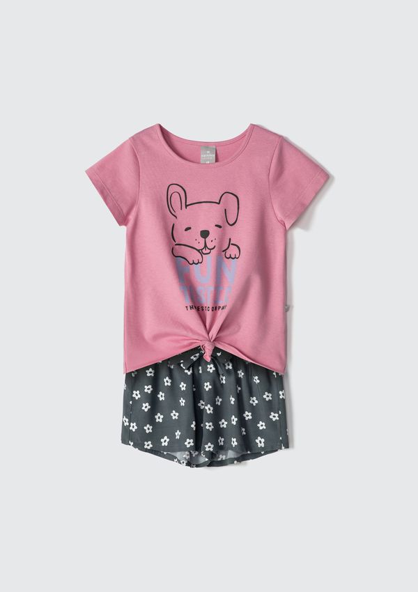 Conjunto Curto Infantil Menina Estampado - Rosa 010