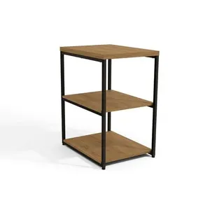 Mesa Notebook Escritório Industrial LI004 c/ 3 Prateleiras Freijo/Preto - Kappesberg
