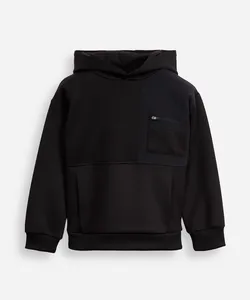 blusão infantil com capuz e bolso texturizado preto 8