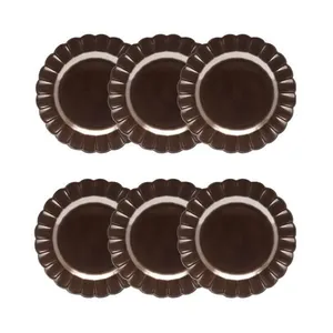 Jogo 6 Pratos Sobremesa Porcelana Oxford Flora Anis 22 Cm: Marrom Metalizado