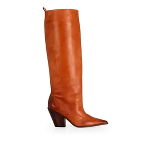 Bota Cano Alto Salto Grosso Couro Caramelo 37
