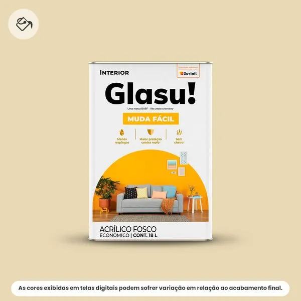 Tinta Acrílica Econômica Fosca Glasu Suvinil 18L Muda Fácil Marfim (MP)