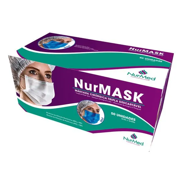 Mascara Nurmask Com 50 Tripla Com Elastico Azul
