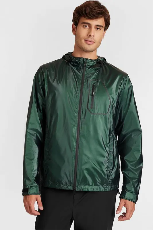 Jaqueta Com Capuz Metálica Liquid Repeller Verde - G