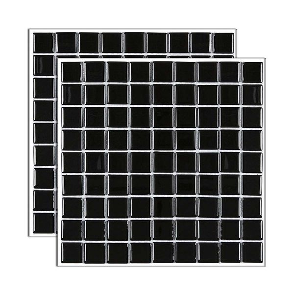 Pastilha de vidro Cristal placa 29,2x29,2cm preto Glass Mosaic