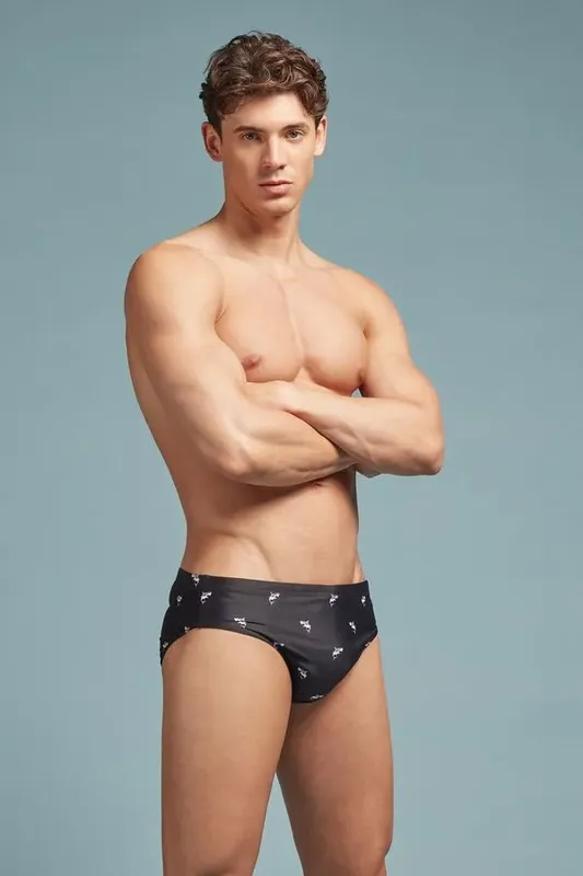 Sunga Slip Com Estampa De Tubarões - Preto G