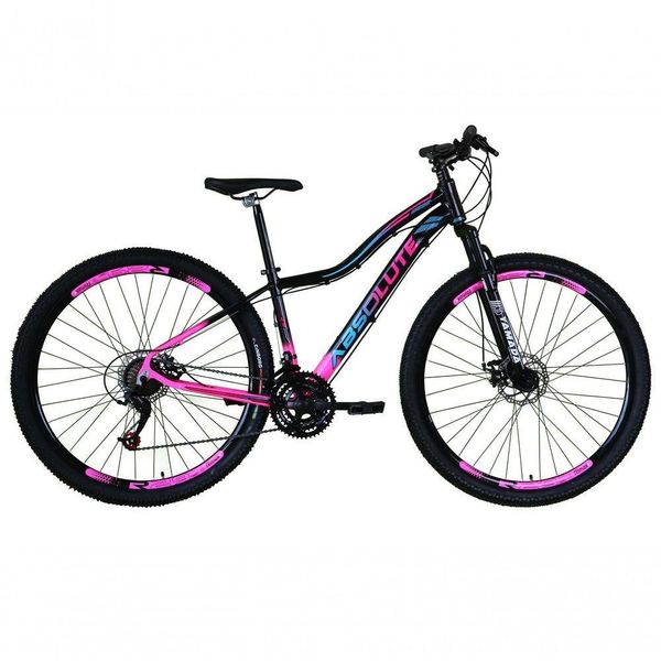 Bicicleta Aro 29 Absolute Hera Feminina Alumínio 21v Freio A Disco Garfo Suspensão Preto-Rosa 17