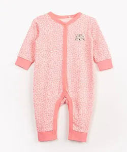 macacão longo infantil fun animal print rosa 3-6