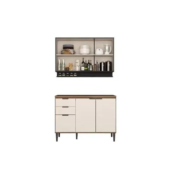 Cozinha Modulada Carraro Alpha Carraro 2 Peças Alpha C2P51 Freijo/Off White/Preto