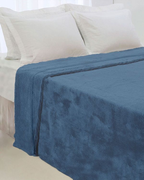 Manta Flannel Casal Lisa Arte e Cazza Azul Escuro UN