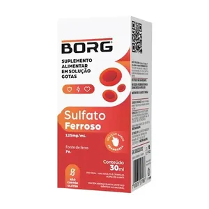 Borg Sulfato Ferroso Gotas Framboesa 125mg/mL Borg 30ml