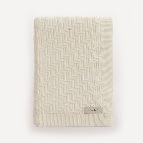 Manta Decorativa Salina de Tricô Branco