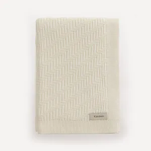 Manta Decorativa Salina de Tricô Branco
