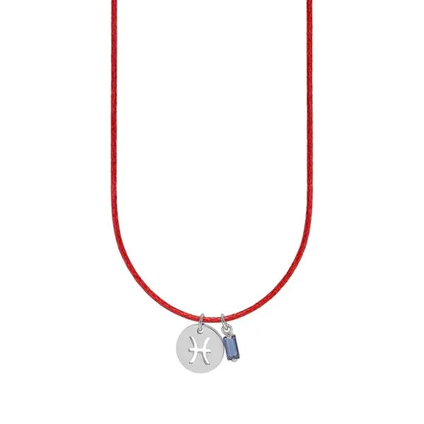 Colar de Signo Peixes Vermelho com Zircônia e Aço Vermelho Ajustável