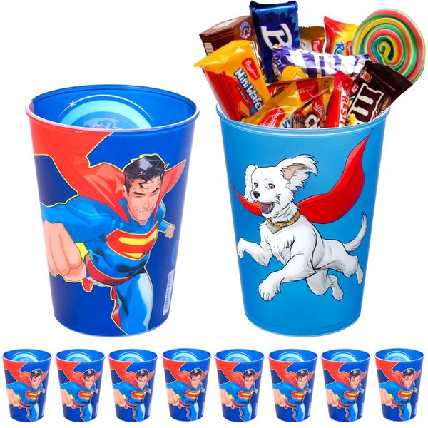 10 Copos Superman 320ml p/ Sacola Surpresa de Aniversário Lembrancinha de Festa Infantil