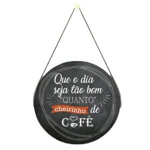 Placa Decorativa Redonda Que O Dia Seja Tão Bom Alça em Corino 20x20cm JPL2123 - Nsw Decor