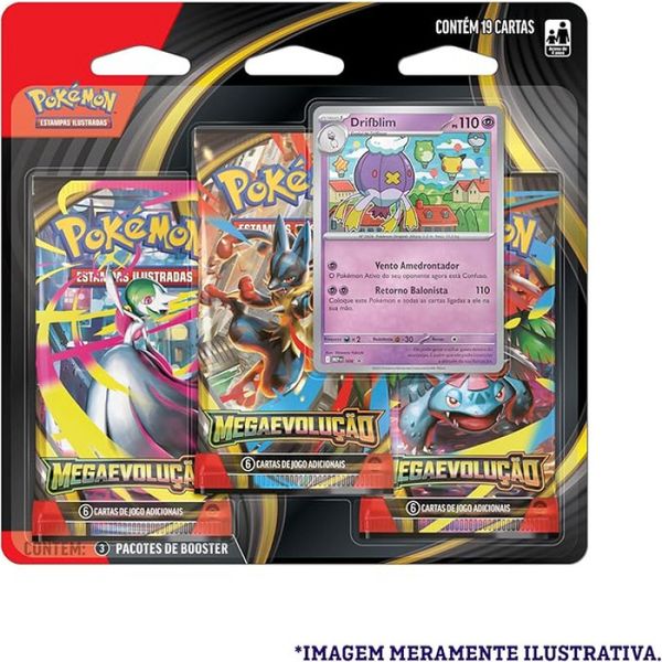 POKEMON ME01 - BLISTER TRIPLO MEGA EVOLUCAO DRIFLOON E DRIFBLIM - COPAG AZUL